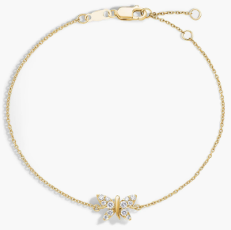 Diamond Butterfly Bracelet in 14k Yellow Gold (1/6 ct. tw.)
