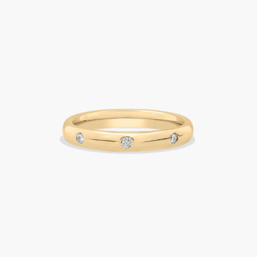 Bezel Set Diamond Wedding Ring In 14K Yellow Gold (3.00mm)