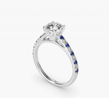 Riviera Micropavé Sapphire and Diamond Engagement Ring in 14k White Gold