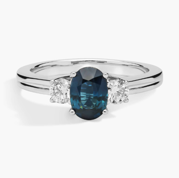 Sapphire and Diamond Ring in 18k White Gold (8x6mm)