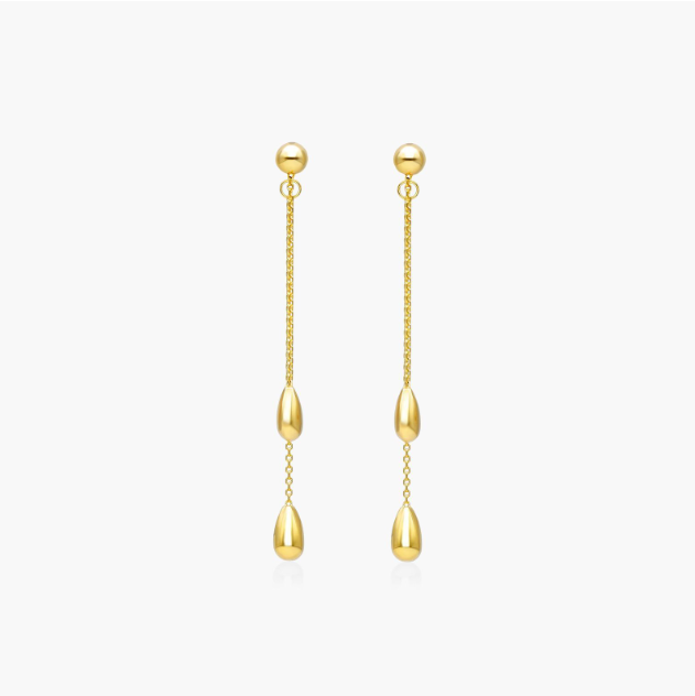 Front To Back Teardrop Earrings In 14K Yellow Gold