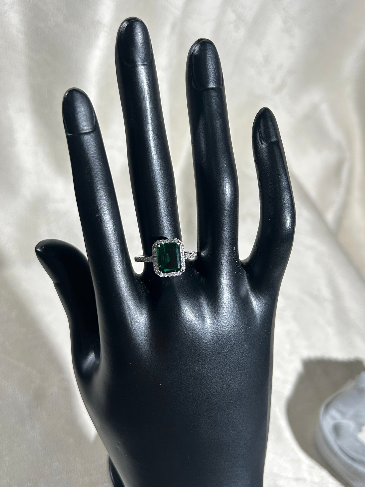 Emerald Cut Lab Grown Emerald Ring, Center Stone 3ct in S925 Silver