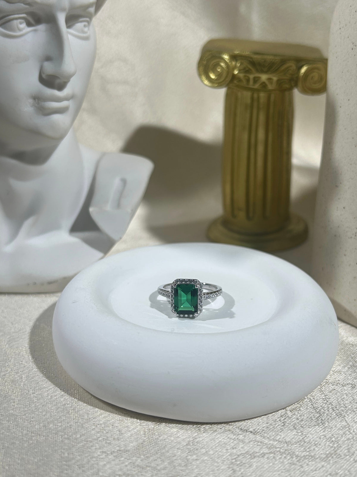 Emerald Cut Lab Grown Emerald Ring, Center Stone 3ct in S925 Silver