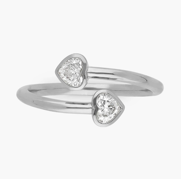 Heart Diamond Bezel Wrap Ring in 14K White Gold