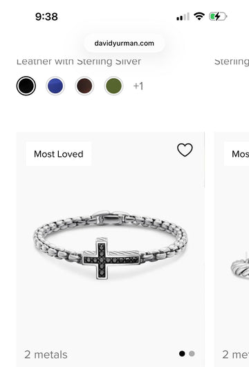 VIP Android-Sterling silver Pavé-set diamonds, 0.48 total carat weight Bracelet, 5mm Cross, 27 x 16mm Push clasp