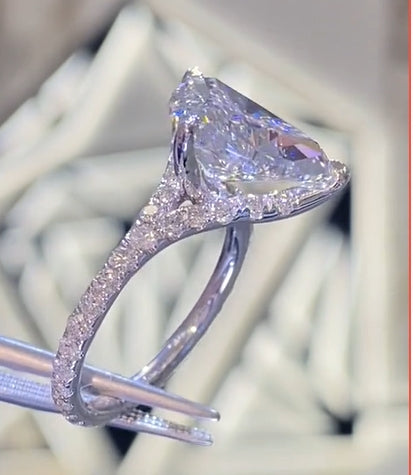 Bamby-14K Triangular Ring with 3-Prong Setting and 3/4-Band Pavé