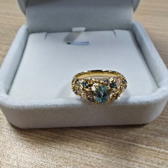 Channel's rest payment-In-stock 18K blue diamond ring