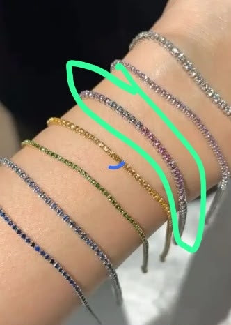 Lesls-A 0.05ct white diamond bracelet + a 0.05ct rainbow sapphire bracelet.