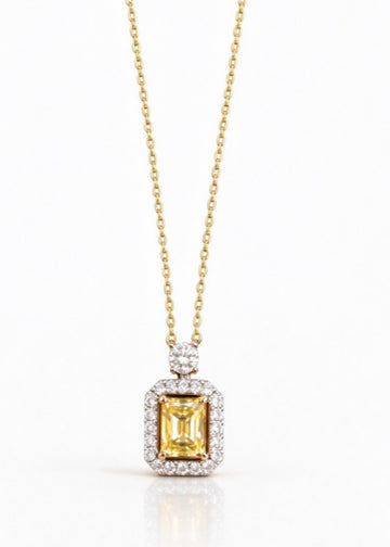10k 1ct Yellow Diamond Radiant Necklace