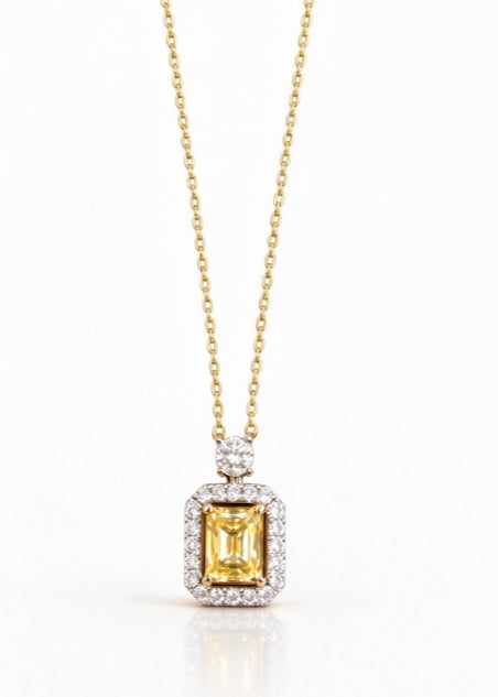 10k 1ct Yellow Diamond Radiant Necklace