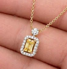 10k 1ct Yellow Diamond Radiant Necklace