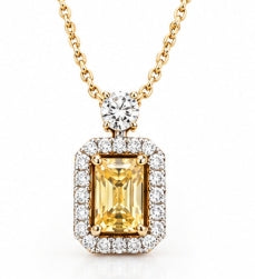 10k 1ct Yellow Diamond Radiant Necklace