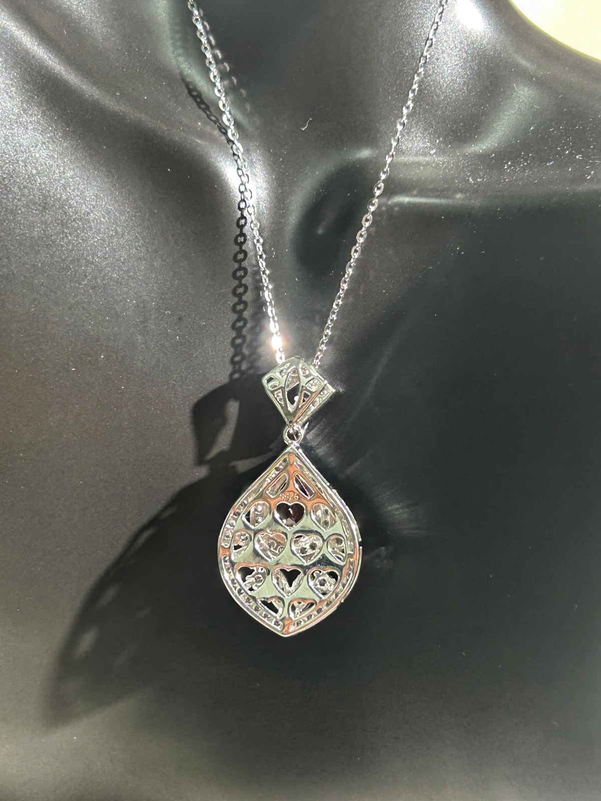 Pear Cut Lab Grown Ruby Pendant Necklace, 4ct Center Stone in S925 Silver
