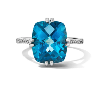 Cushion-Cut London Blue Topaz Ring 14K