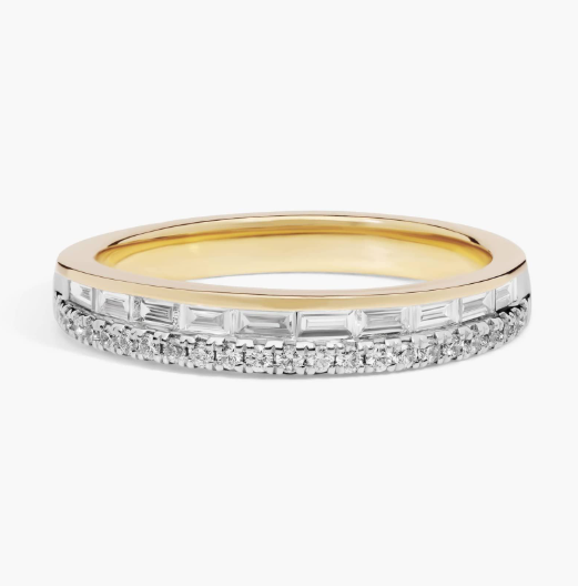 Double Row Baguette & Pavé Diamond Wedding Ring in 14k Yellow Gold (3 mm, 3/8 ct. tw.)