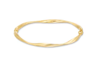 Hollow 4.0mm Wavy Flex Bangle Bracelet in 14K Gold - 7.25"