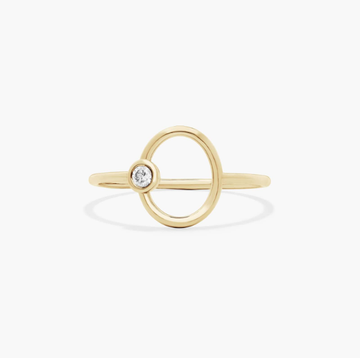 Dainty Diamonds Geometric Circle Ring In 14K Yellow Gold