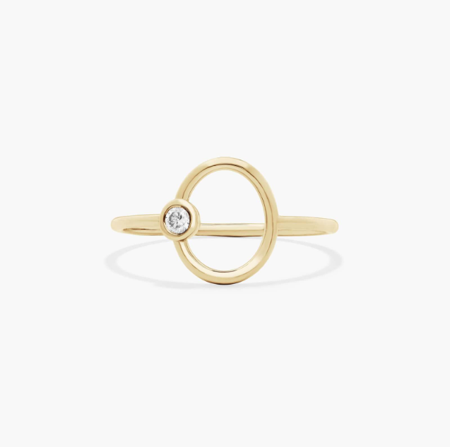 Dainty Diamonds Geometric Circle Ring In 14K Yellow Gold