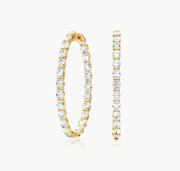 Inside Out 7 CTW Oval Cut Lab-Grown Diamond Hoop Earrings In 14K Yellow Gold