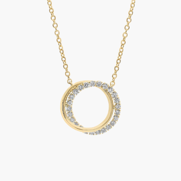 Lab Grown Pavé Diamond Overlayed Circle Pendant in 14k Yellow Gold (1/4 Ct. Tw.)