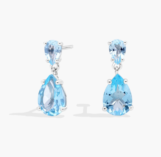 Blue Topaz Teardrop Drop Earring in Sterling Silver (10x7mm)