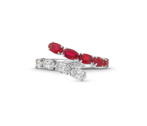 Ruby and Diamond Open Wrap Ring 18K
