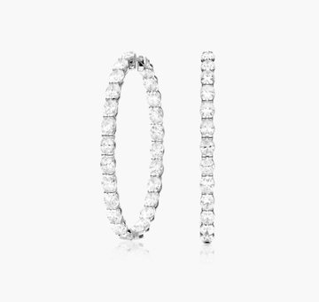 Inside Out 7 CTW Oval Cut Lab-Grown Diamond Hoop Earrings In 14K White Gold
