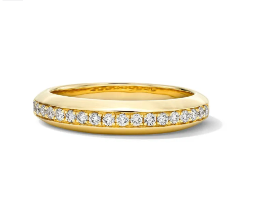Pave Diamond Channel Gold Band 14K