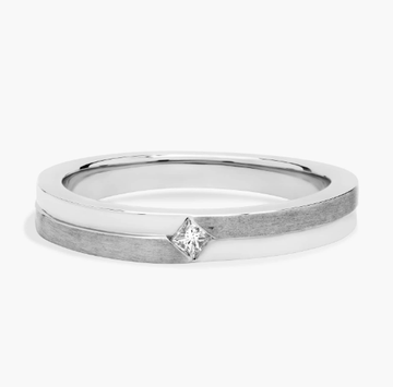 Men's Princess-Cut Solitaire Diamond Step Ring in Platinum (.06 ct. tw.)