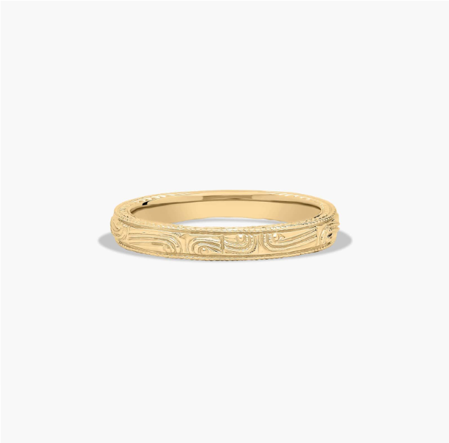 Engraved Wedding Ring In 14K Yellow Gold (2.50mm)