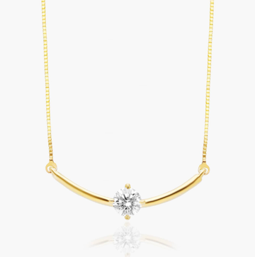 Lab-Grown Diamond Solitaire Smile Necklace In 14K Yellow Gold