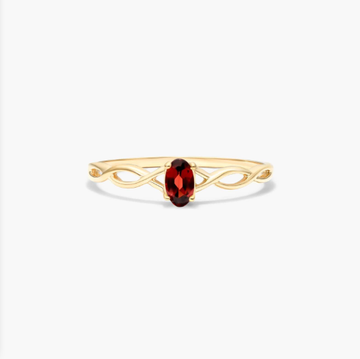 Infinity Garnet Birthstone Ring In 14K Yellow Gold