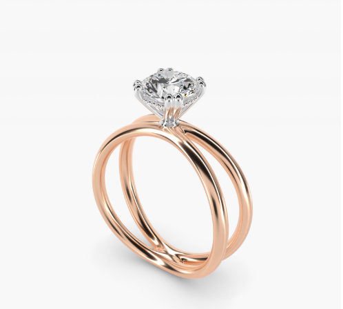 Criss Cross Solitaire Engagement Ring In 14K Rose Gold