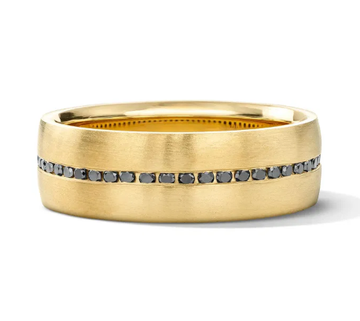 Black Diamond Satin Polished 7mm Wedding Band 14K