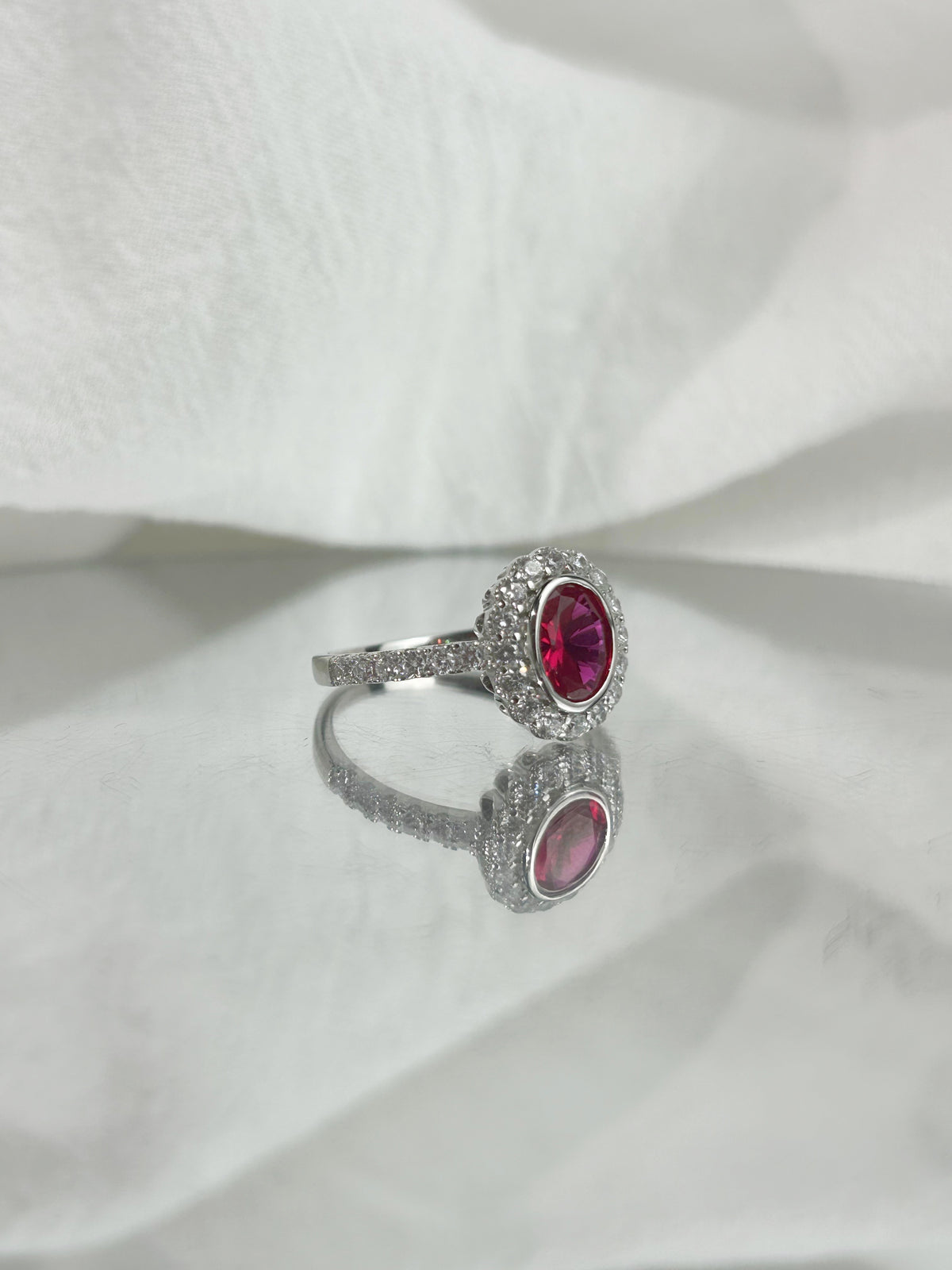 Oval Cut Lab Grown Ruby Ring, Center Stone 1.5ct in S925 Silve