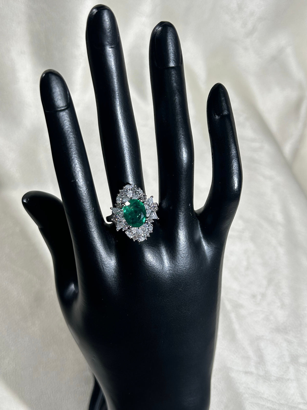 Oval Cut Lab Grown Emerald Ring, Center Stone 3.5ct in S925 Silver