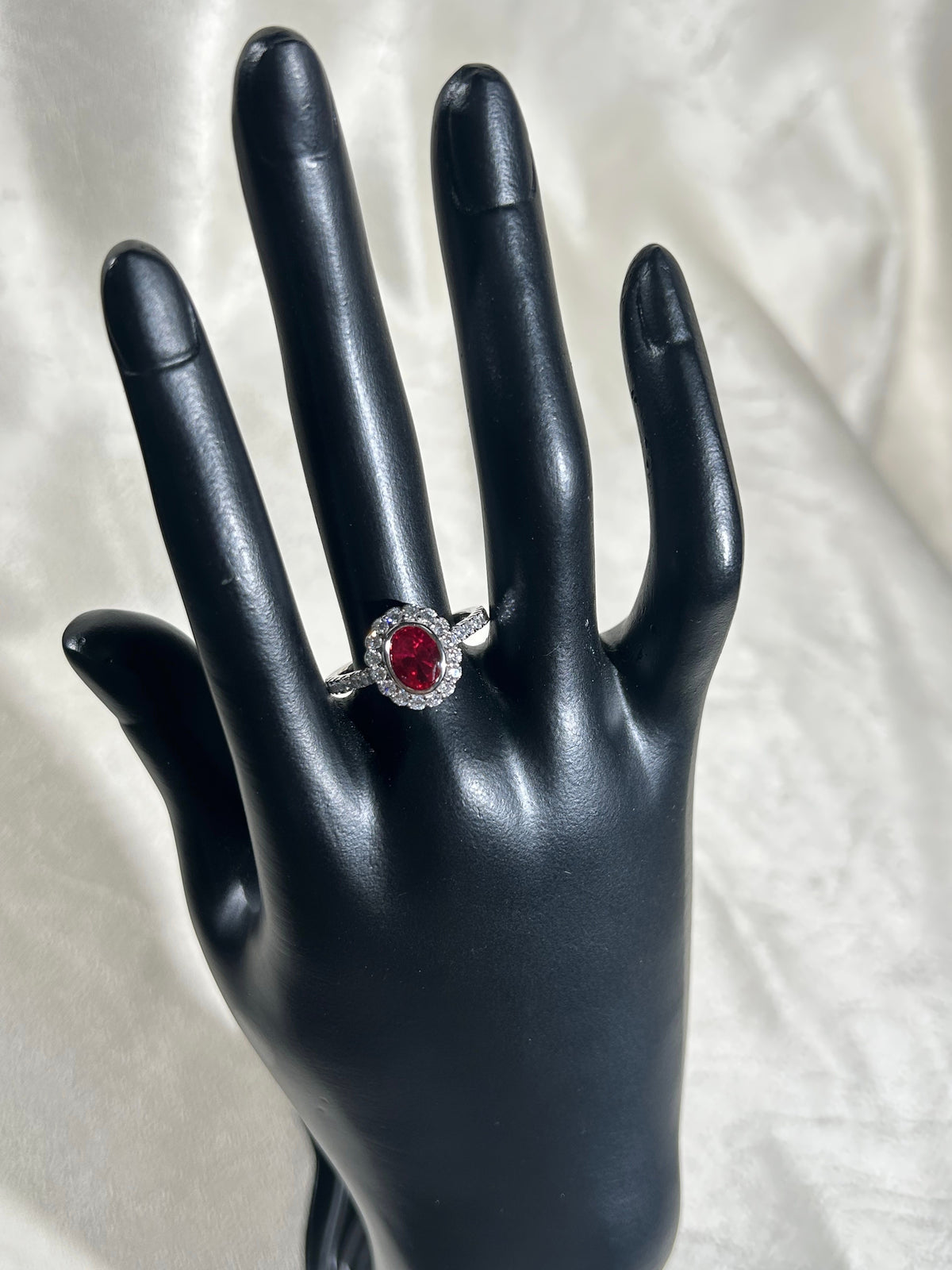 Oval Cut Lab Grown Ruby Ring, Center Stone 1.5ct in S925 Silve