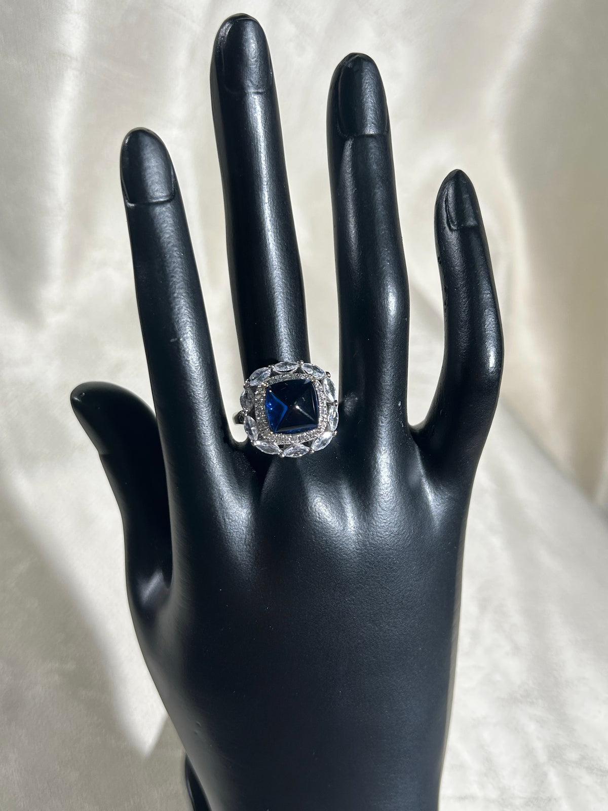 Sugarloaf Square Lab Grown Sapphire Ring, Center Stone 6.0ct in S925 Silver