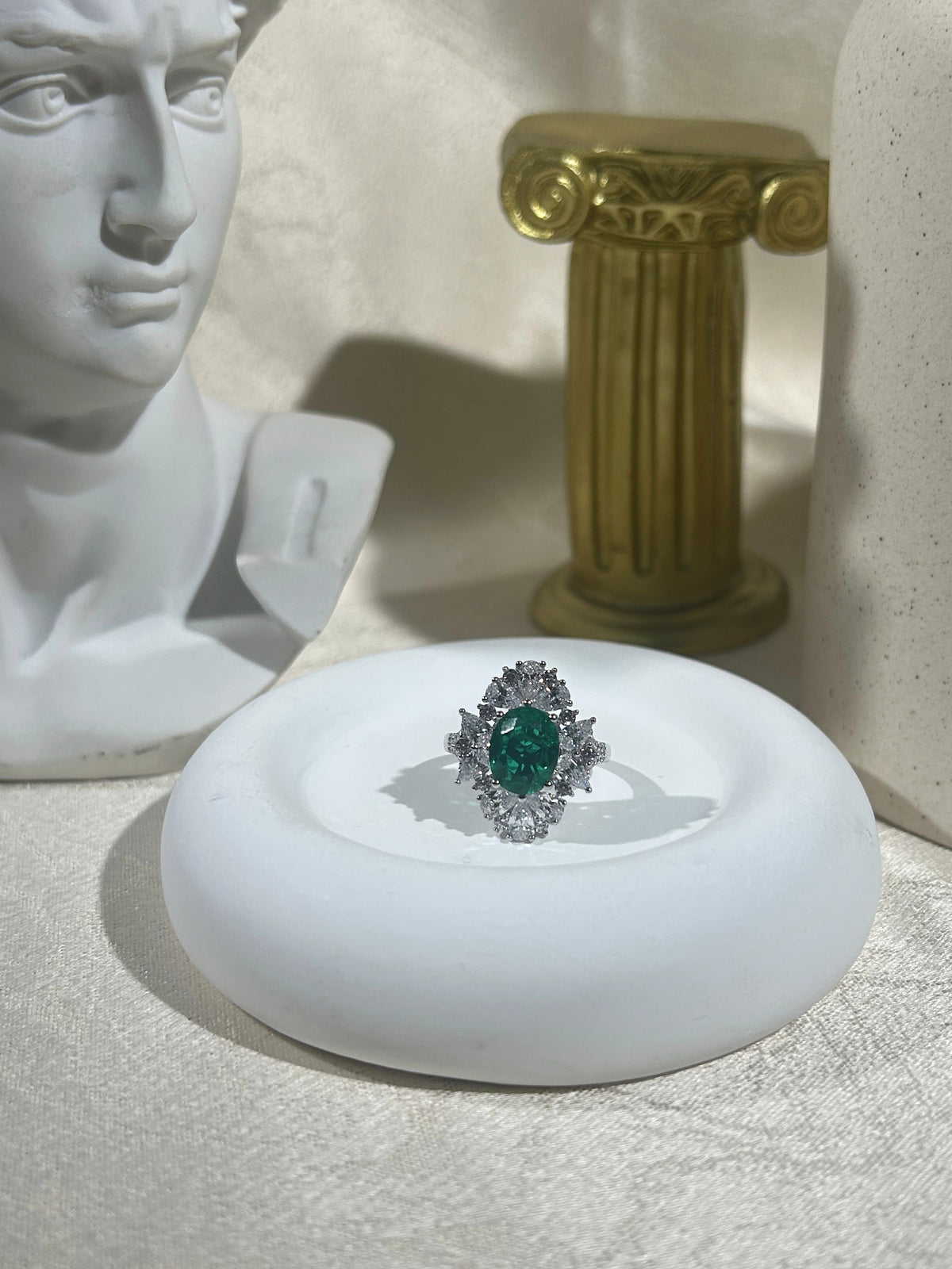 Oval Cut Lab Grown Emerald Ring, Center Stone 3.5ct in S925 Silver