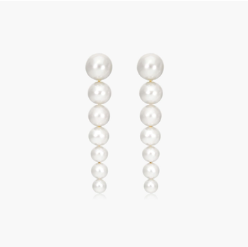 Graduated Cultured Freshwater Pearl Drop Earrings In 14K Yellow Gold