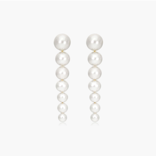 Graduated Cultured Freshwater Pearl Drop Earrings In 14K Yellow Gold