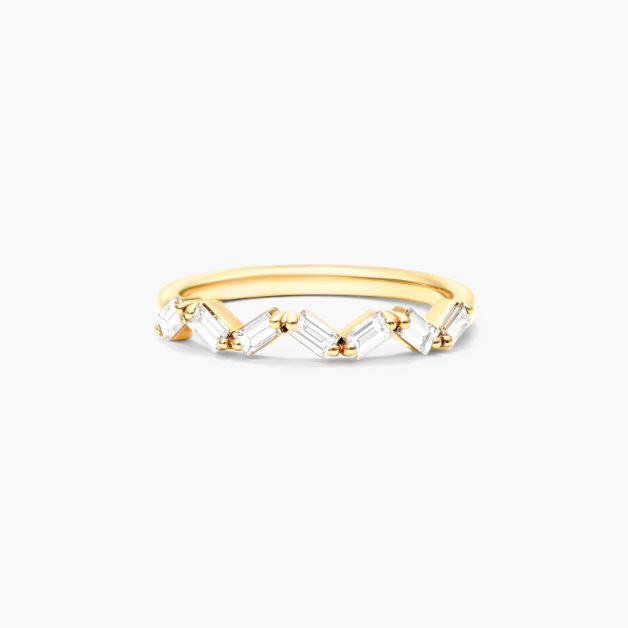 Petite Zig Zag Diamond Ring In 14K Yellow Gold