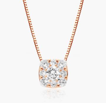 Cushion Shaped Composite Lab-Grown Diamond Necklace In 14K Rose Gold