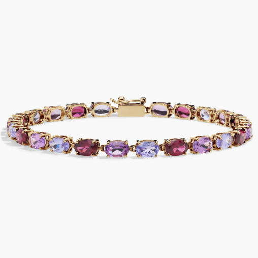 Multi Gemstone Tennis Bracelet in 14k Yellow gold