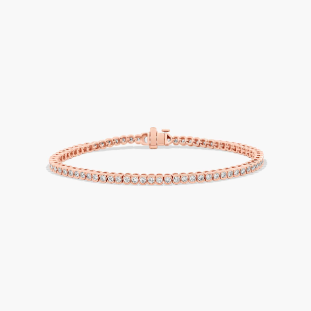 Bezel Tennis Bracelet With 2 CTW Diamonds In 14K Rose Gold