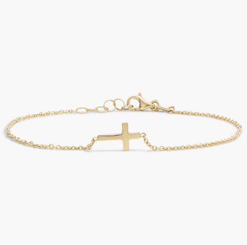 Mini Sideways Cross Bracelet in 14k Yellow Gold (1.15 mm)