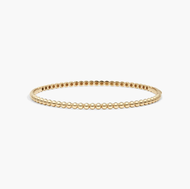 Bead Bangle Bracelet In 14K Yellow Gold (7")