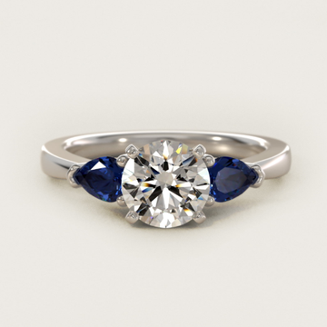 1 4/7 CT. GIA Certified Round Lab Created Diamond Classic Pear Shaped Sapphire Engagement Ring in Platinum