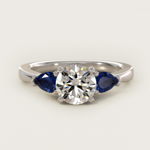 1 4/7 CT. GIA Certified Round Lab Created Diamond Classic Pear Shaped Sapphire Engagement Ring in Platinum