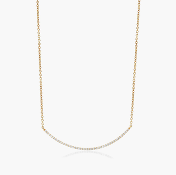 Curving Diamond Bar Necklace In 14K Yellow Gold